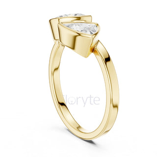 Trillion & Cushion Diamond Bezel Ring