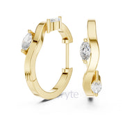 Wavy Marquise Diamond Hoop Earrings