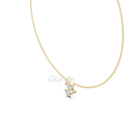Diamond Floral Pendant Necklace with Marquise & Pear Cut Stones – Includes Chain