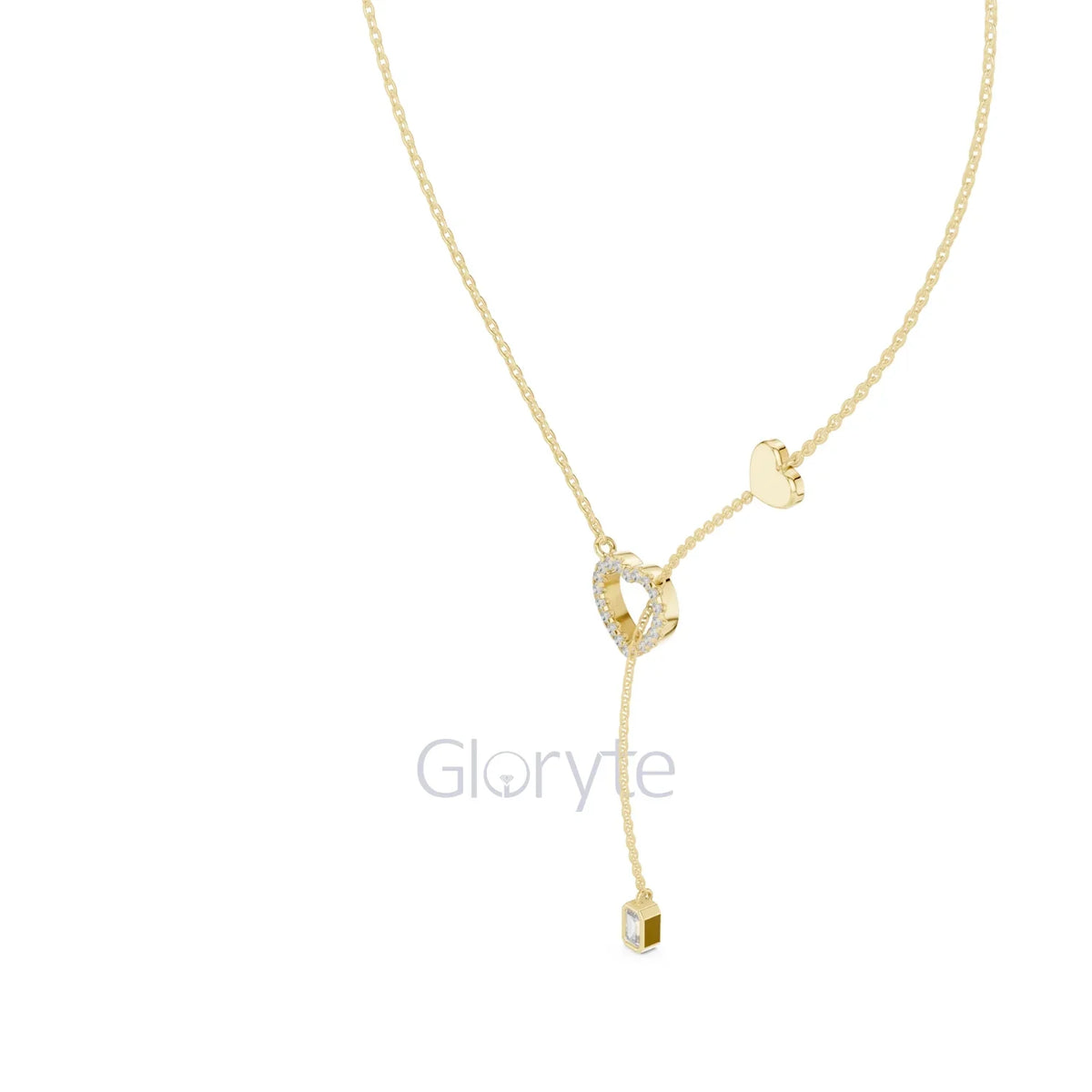 Diamond Heart Drop Pendant Necklace with Accent Chain – Includes Chain