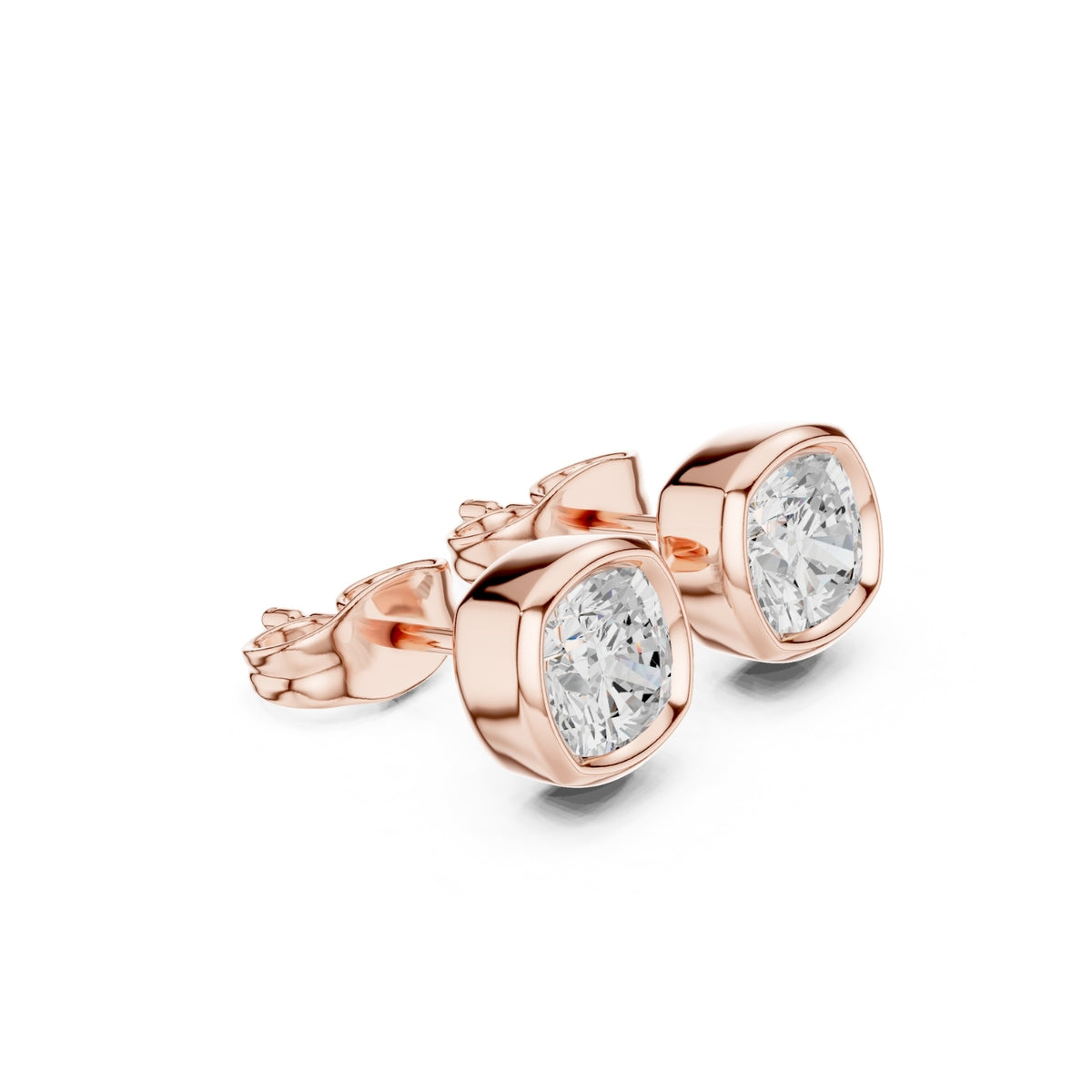 Elegant Bezel Diamond Stud Earrings