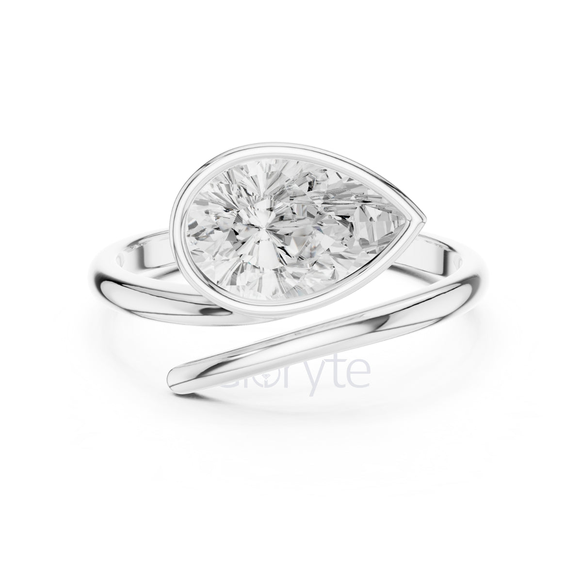 Pear Diamond Bypass Pinky Engagement Ring