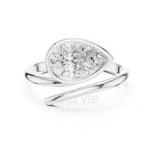 Pear Diamond Bypass Pinky Engagement Ring