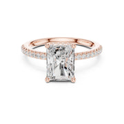 Diamond Engagement Ring with Hidden Halo & Pave Band