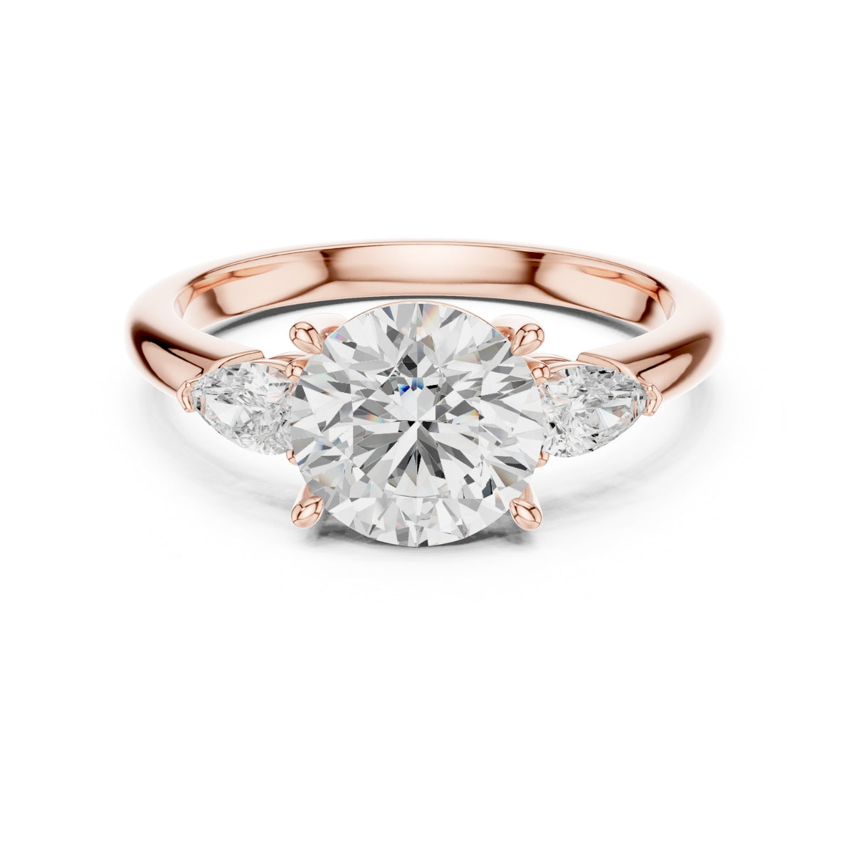 Three-Stone Engagement Ring with Pear Side Diamonds