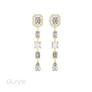 Emerald Halo Cut Diamond Drop Earrings