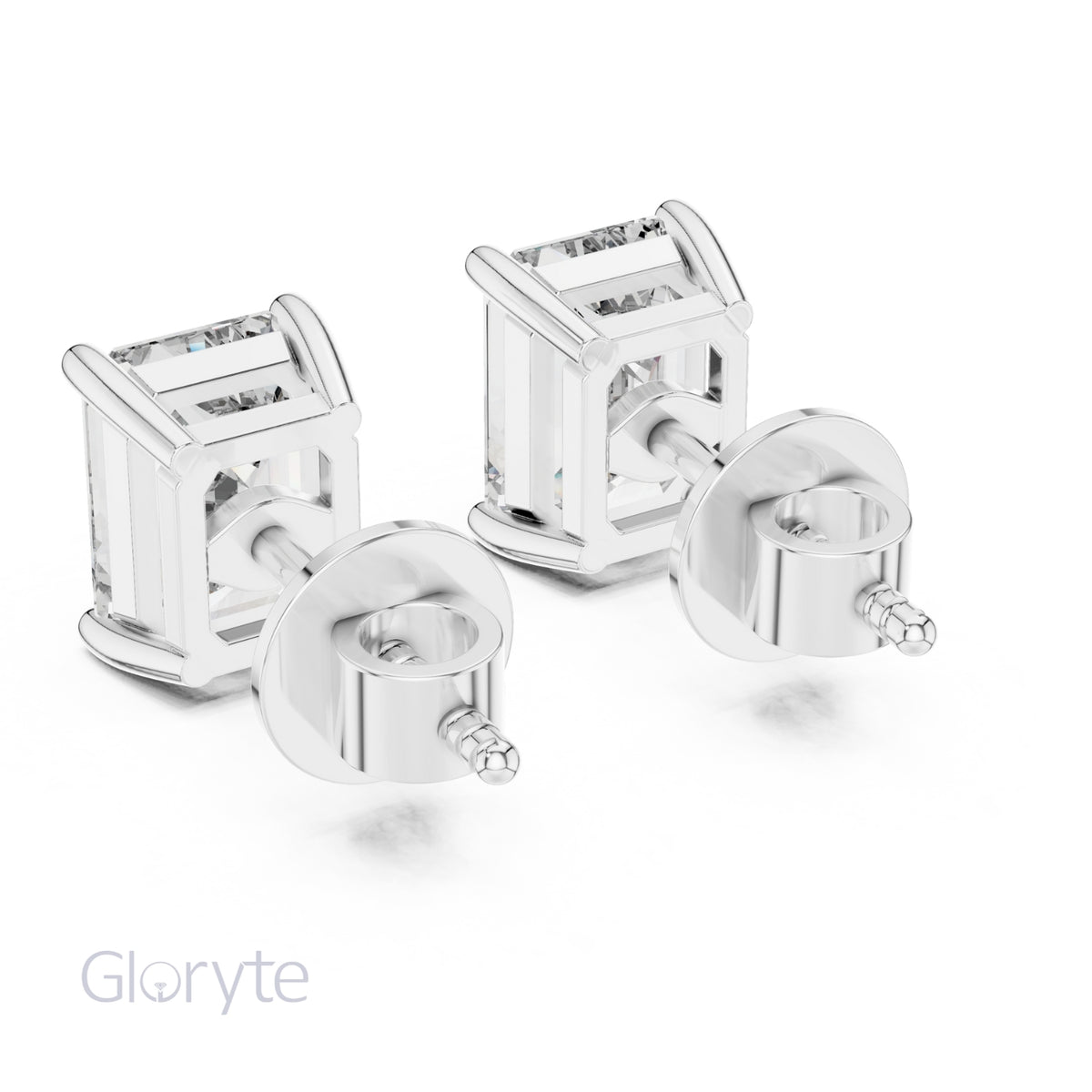 Emerald Cut Diamond Stud Earrings
