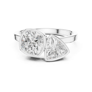 Trillion & Cushion Diamond Bezel Ring
