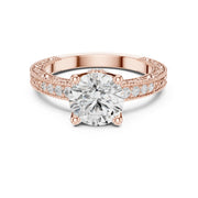 Vintage-Inspired Cut Diamond Engagement Ring with Milgrain & Pavé Detailing