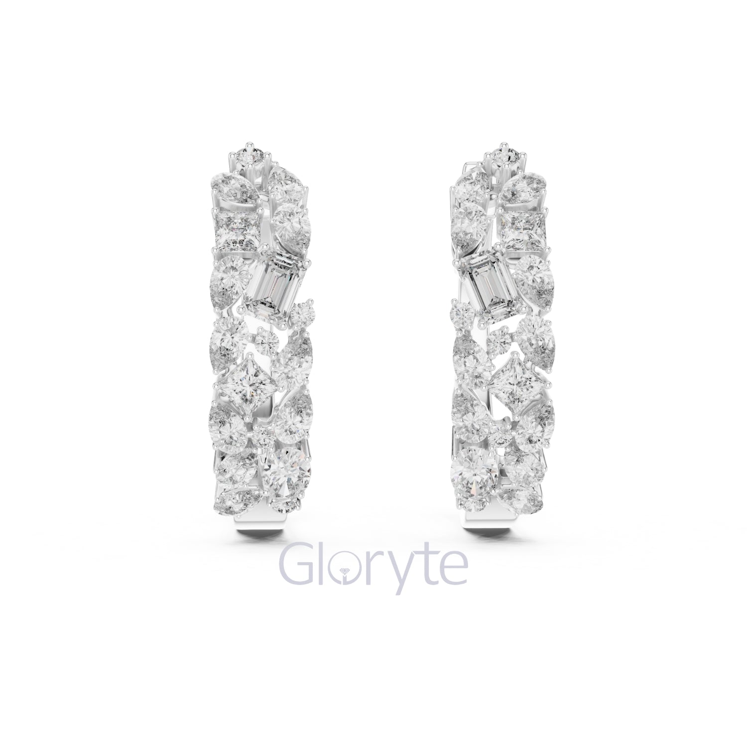 Cluster Diamond Hoop Earrings