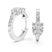 Pear & Round Diamond Hoop Earrings