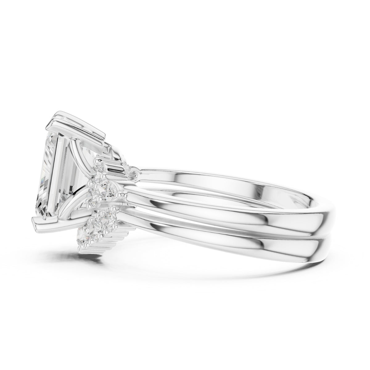 Diamond Bridal Set Ring with Marquise & Round Accent Diamonds