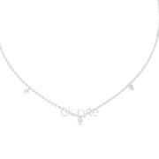 Minimalist Diamond Station Necklace with Round & Baguette Cut Diamonds – Includes Chain