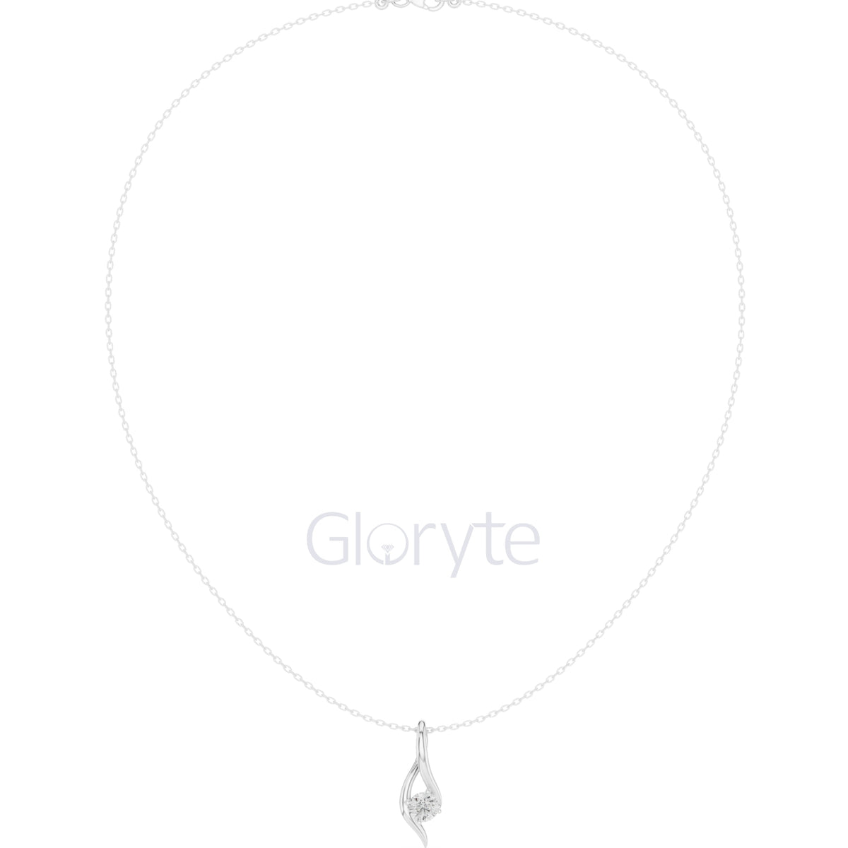 Solitaire Curve Diamond Pendant Necklace