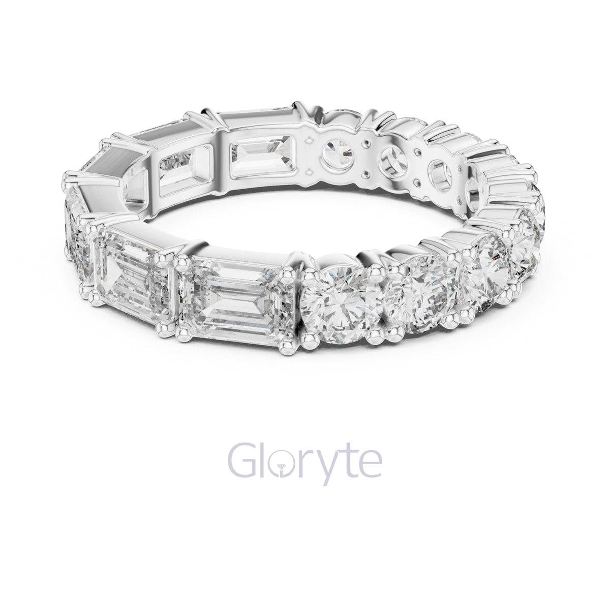 Emerald & Round Diamond Eternity Band