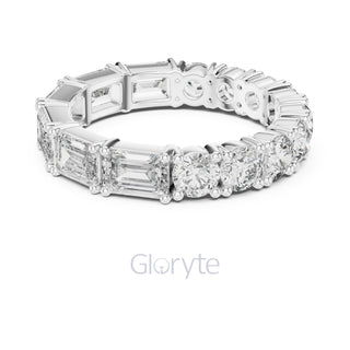 Emerald & Round Diamond Eternity Band