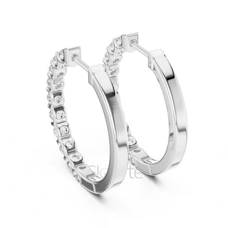 Bar-Set Diamond Hoop Earrings | Classic Round Cut Hoops