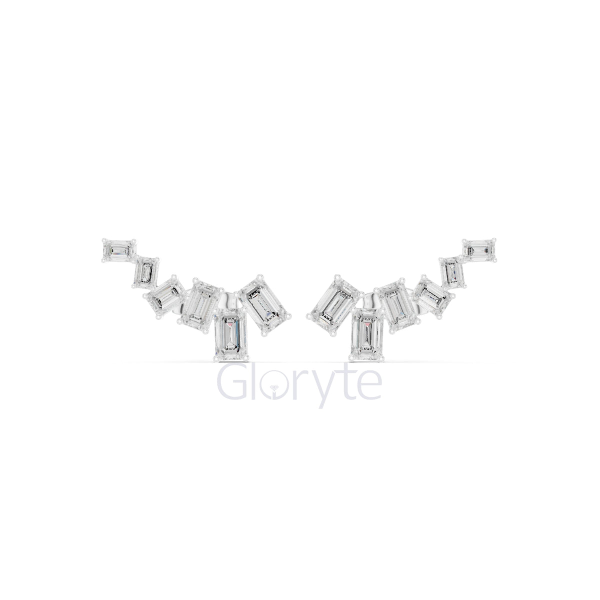 Emerald-Cut Diamond Cluster Earrings