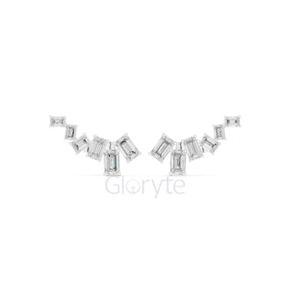 Emerald-Cut Diamond Cluster Earrings