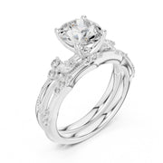 Elegant Diamond Bridal Set with Marquise & Round Accents – Vintage-Inspired Setting