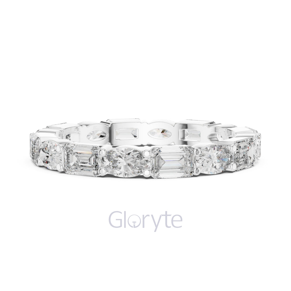 Emerald & Oval Cut Diamond Eternity Band