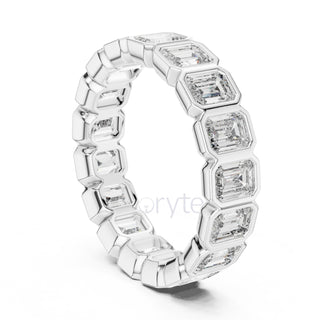 Emerald Cut Bezel Set Eternity Band