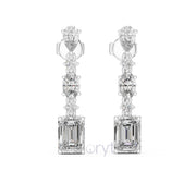Radiant Cascade Drop Earrings with Mixed Diamond Cuts