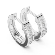 Classic Channel Set Diamond Hoop Earrings