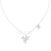 Princess Cluster Diamond Pendant Necklace
