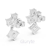 Princess Cut Cascading Diamond Drop Earrings – Modern Geometric Elegance