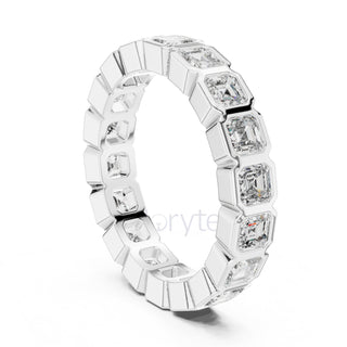 Asscher Cut Diamond Bezel-Set Eternity Band