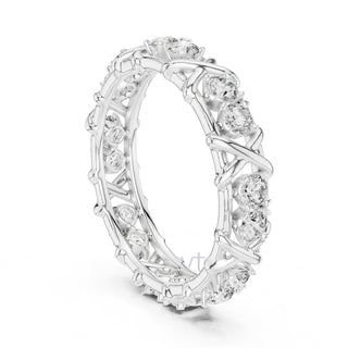 Criss-Cross Diamond Eternity Band – Round Cut