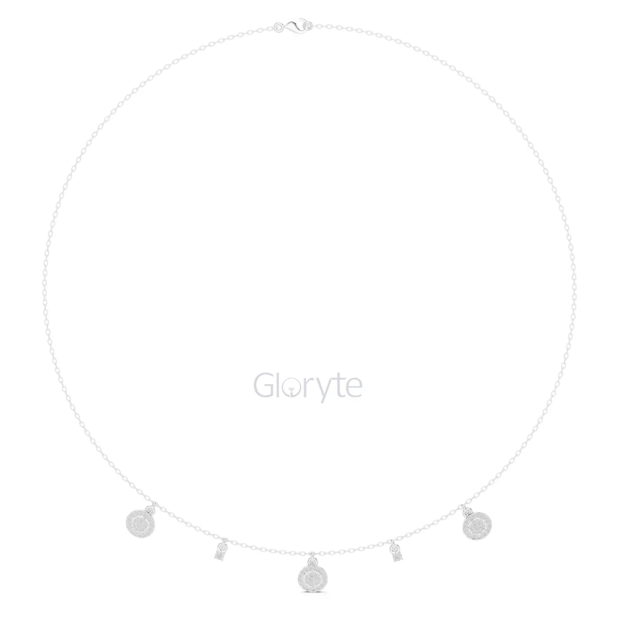 Diamond Charm Necklace – Pave Disc & Solitaire Pendant