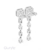 Princess Halo Cut Diamond Drop Earrings