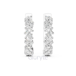 Baguette Cluster Hoop Earrings