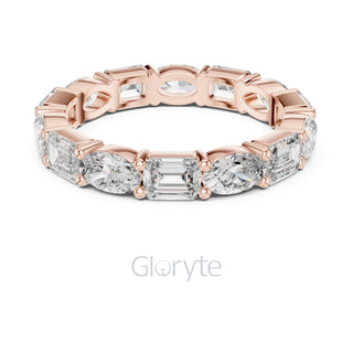 Emerald and Oval Cut Diamond Eternity Band Ring