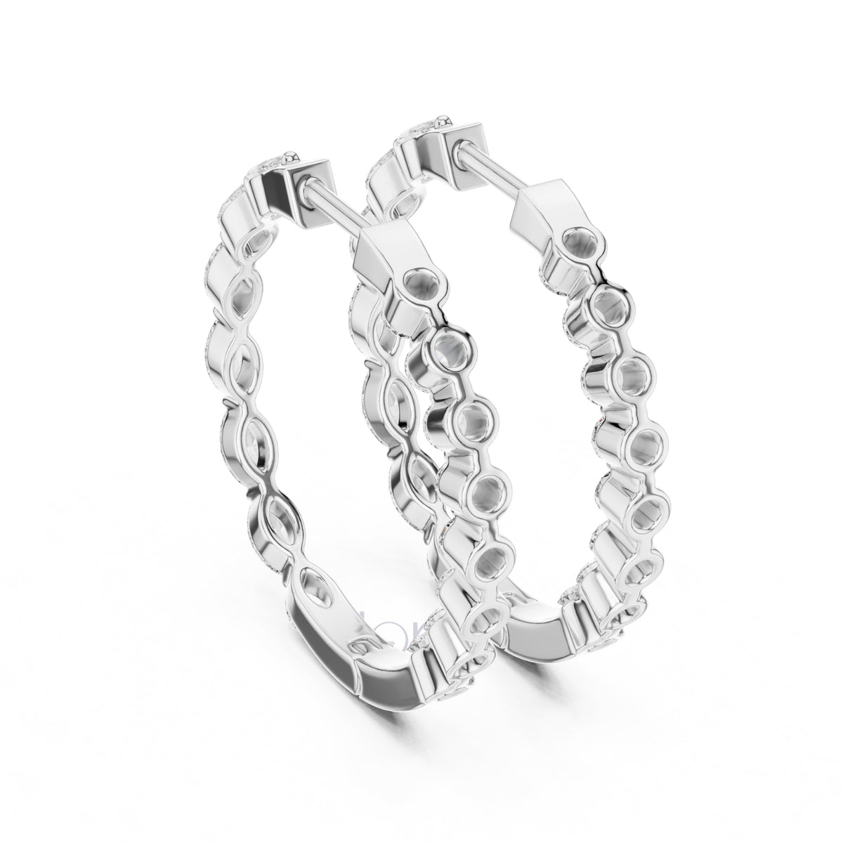 Marquise & Round Diamond Hoop Earrings