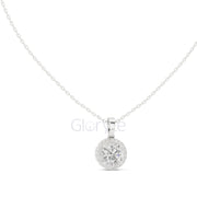 Round Halo Diamond Pendant Necklace