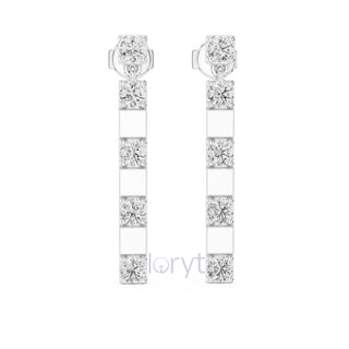 Sleek Diamond Bar Drop Earrings