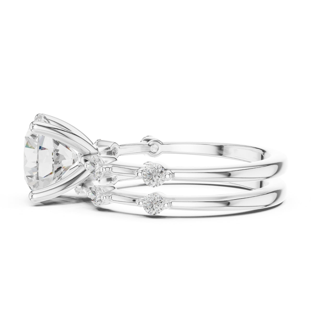 Diamond Bridal Set with Side Stones – 2.86 Carat
