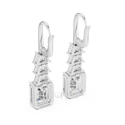 Emerald Elegance Drop Earrings with Trapezoid & Step-Cut Diamonds