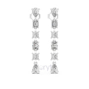 Elegant Multi-Cut Diamond Drop Earrings – Princess, Pear, Oval & Emerald Cuts