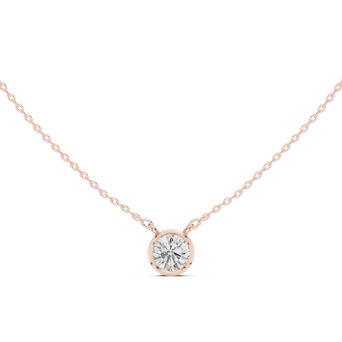 Diamond Solitaire Bezel Pendant Necklace