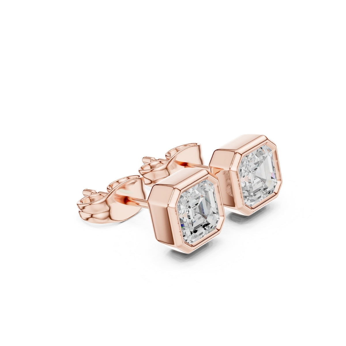 Elegant Bezel Diamond Stud Earrings