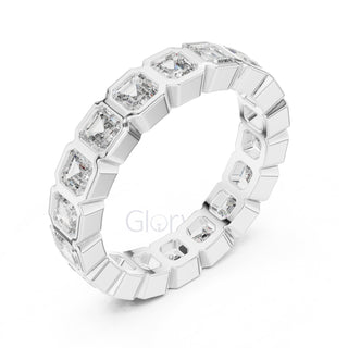 Asscher Cut Diamond Bezel-Set Eternity Band