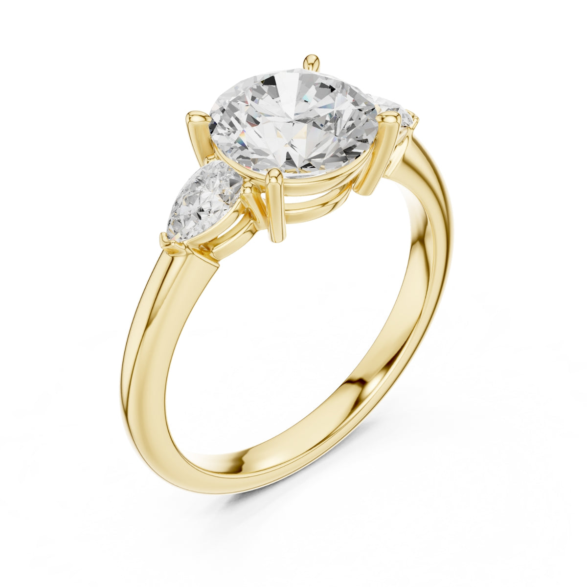 Three-Stone Engagement Ring with Pear Side Diamonds
