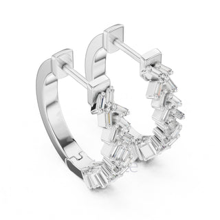 Baguette Cluster Hoop Earrings