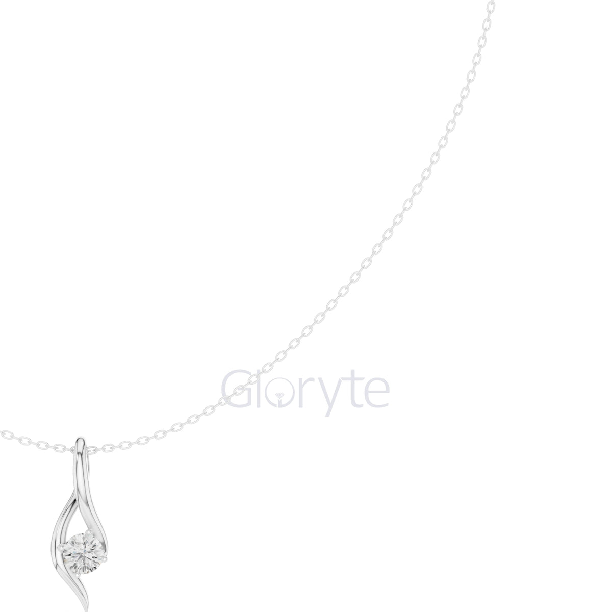 Solitaire Curve Diamond Pendant Necklace