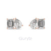 Pear & Emerald-Cut Diamond Stud Earrings | Lab-Grown & Moissanite | Silver or Gold