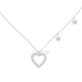Diamond Heart Pendant Necklace with Dangling Accents